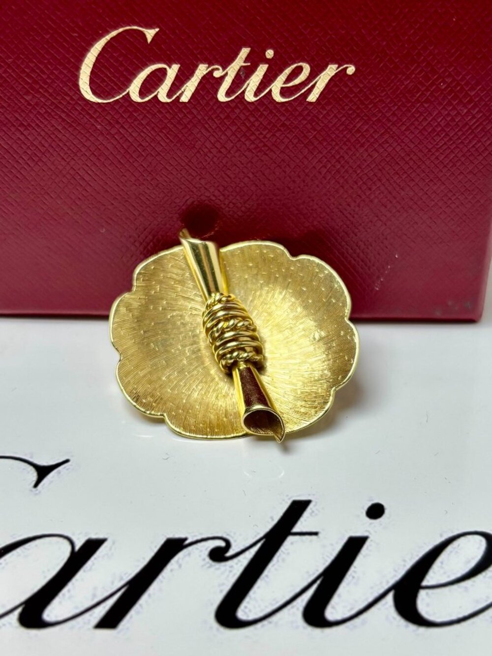Cartier Vintage 14k yellow gold brushed finish Brooch/Pin.